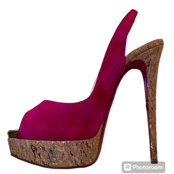 Christian Louboutin Lady Peep 150 Patent Calf ENCRE E38 US7.5 - Picture 7 of 10